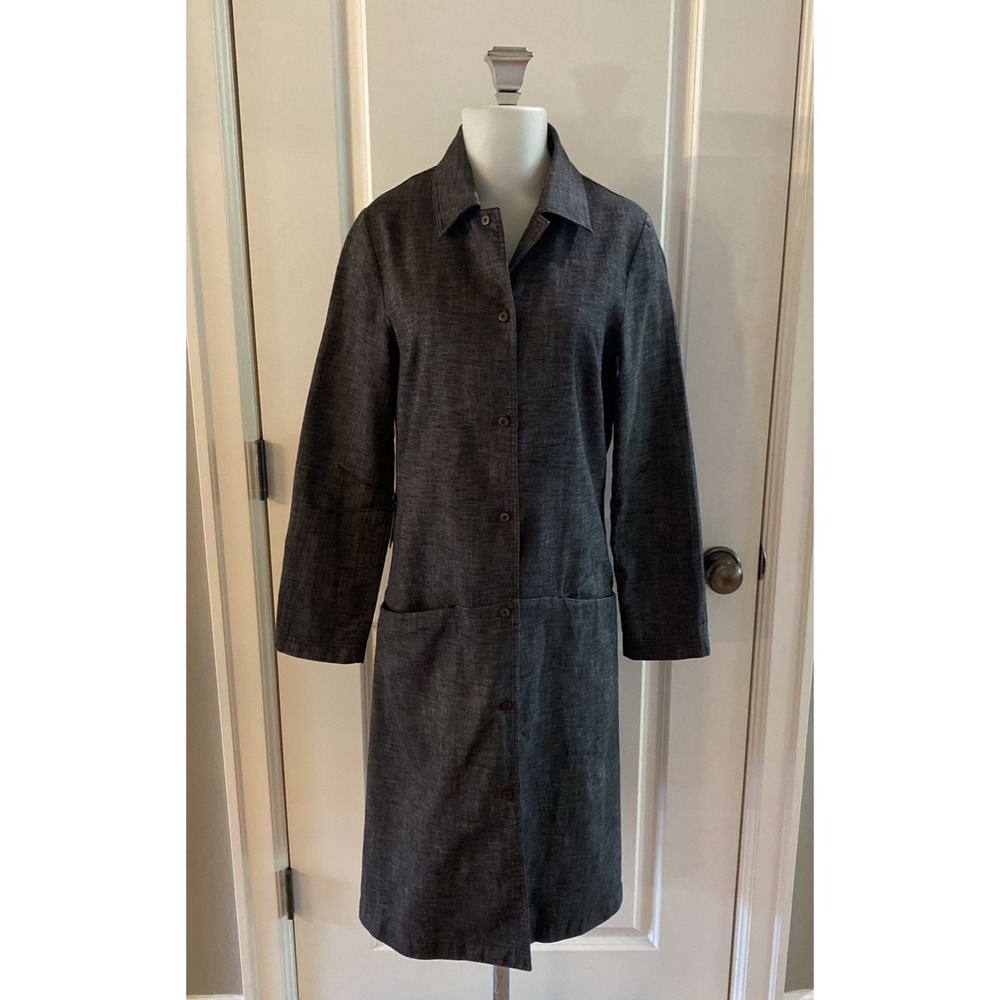 Cop Copine Vintage Y2K Long Black Heathered Snap Front Jacket -Size Small